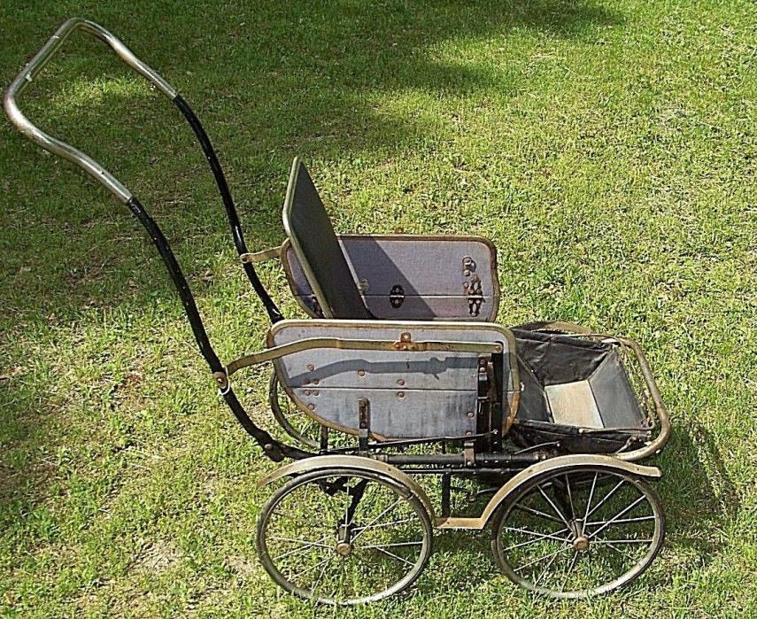 1912 Vintage  Collapsible Baby Carriage Buggy   folds compactly  top of the line
