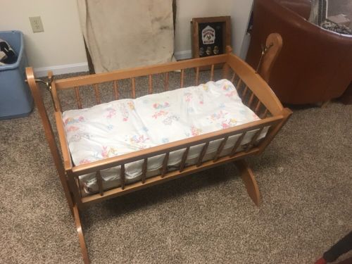 Vintage Baby Cradle Bassinet Jenny Lind Style PLUS Mattress and pad