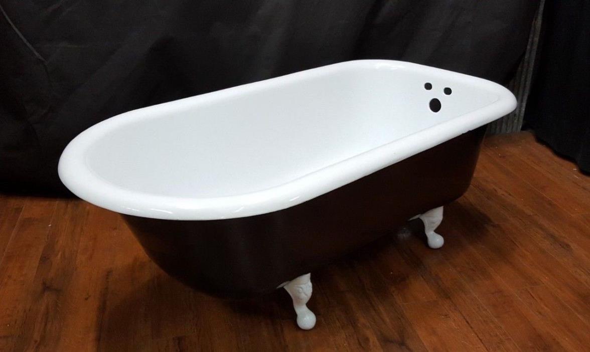 Vintage Black & White Restored Cast Iron Free Standing Bath Tub