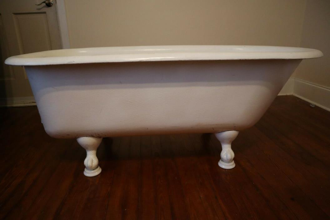 1932 Antique Cast Iron 5 ft Claw Foot Tub with Faucet, Feet and Coasters 60x30