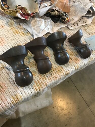 Set Of Four Matching Antique Cast-Iron Bathtub Feet Rusty