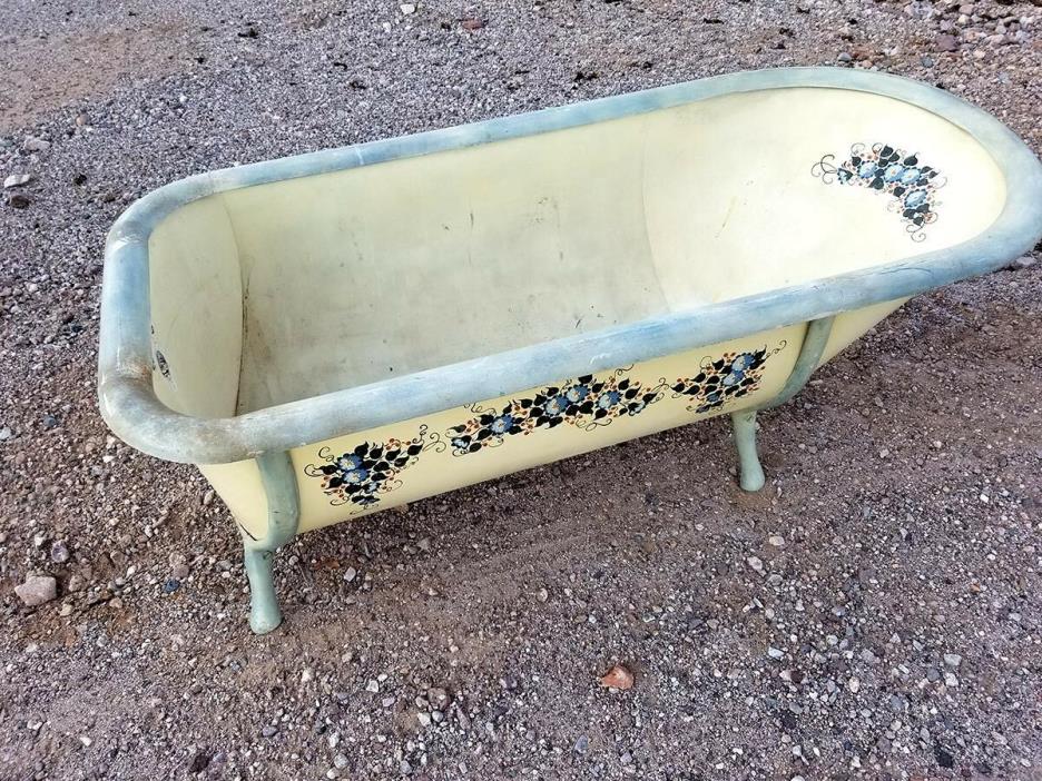 Metal Claw Foot Bathtub,1800s Antique, Hand-Painted & Signed S/H extra