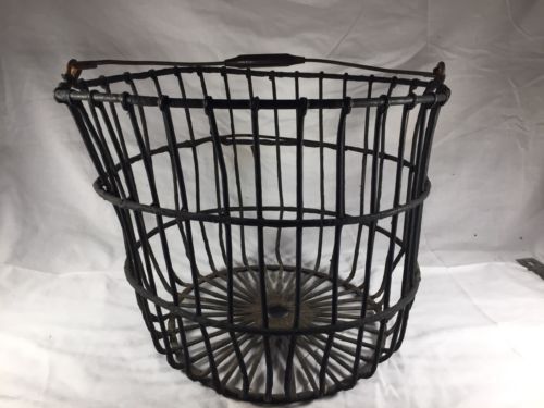 Primitive Vintage Metal Basket Coal Bucket