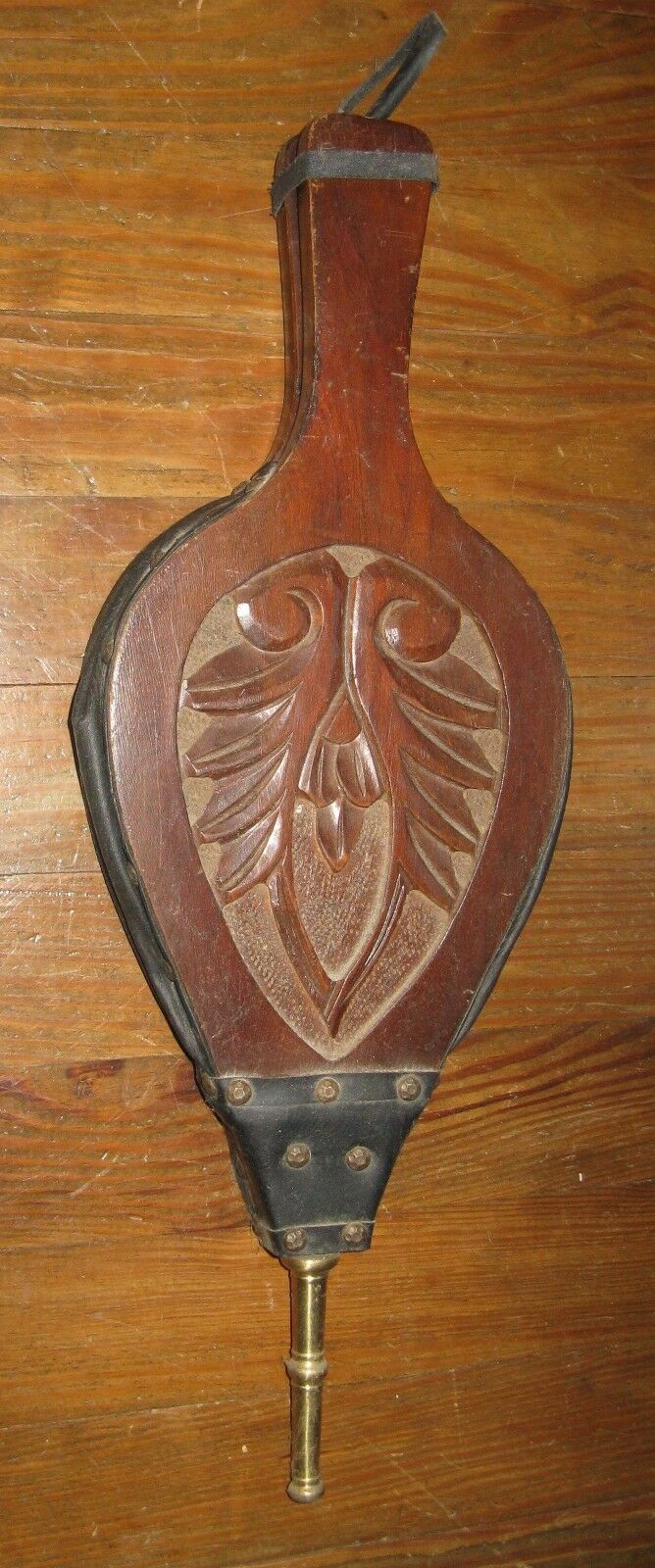 Antique Victorian Carved Wood Fireplace Bellows