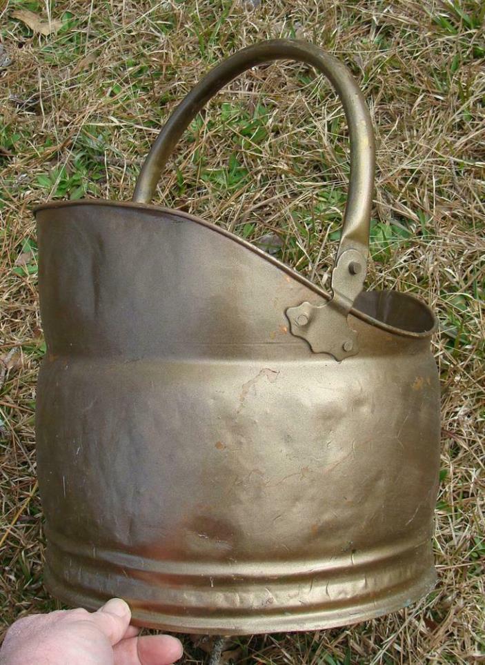 VINTAGE HANDMADE by Tinsmith Copper/Brass Coal Scuttle Ash Bucket-AUGUSTA, GA.