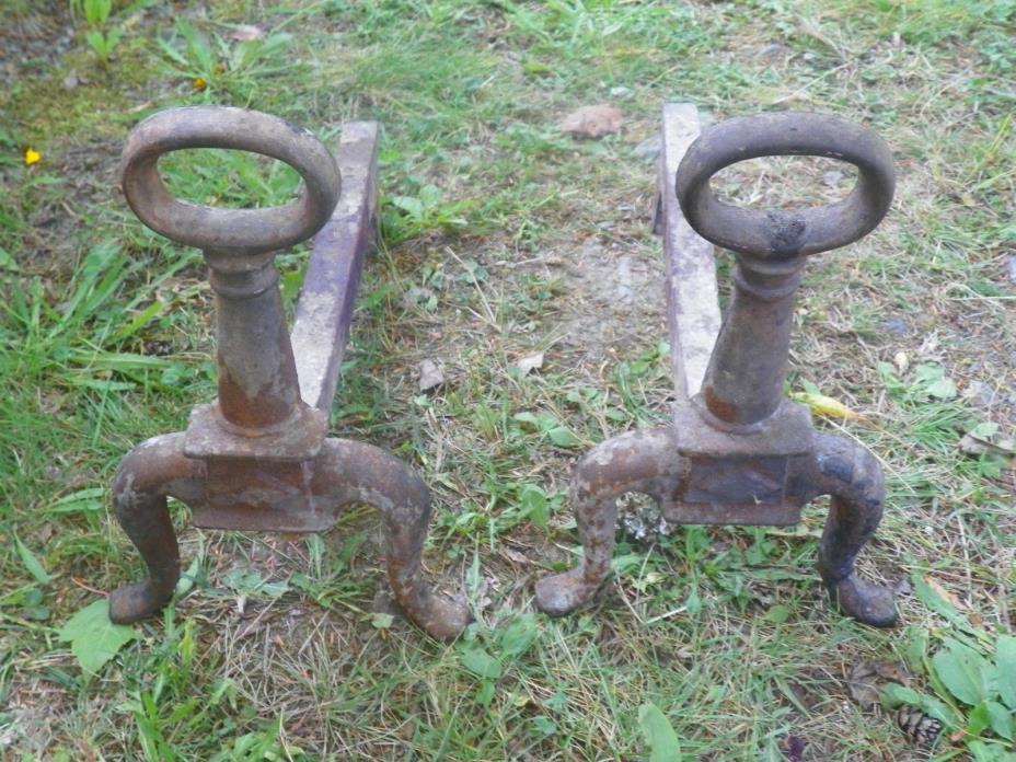 ANTIQUE CAST IRON ANDIRONS 11