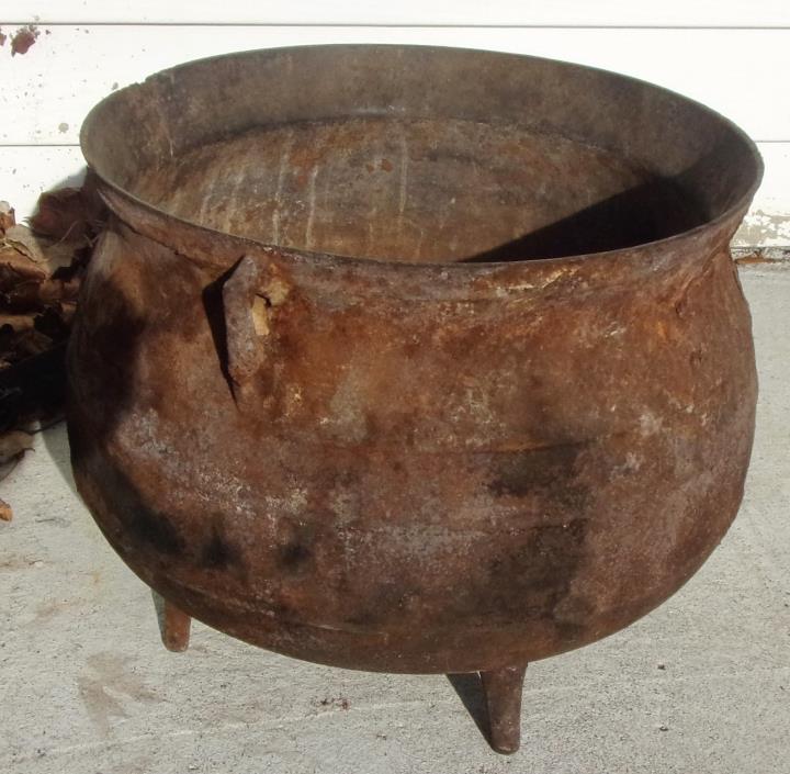 Antique 19th Century Metal Hearthware Cauldron Bean Pot Footed Bottom FirePlace