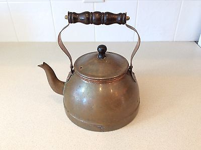 Antique COPPER Gooseneck Teapot Kettle with wood handle