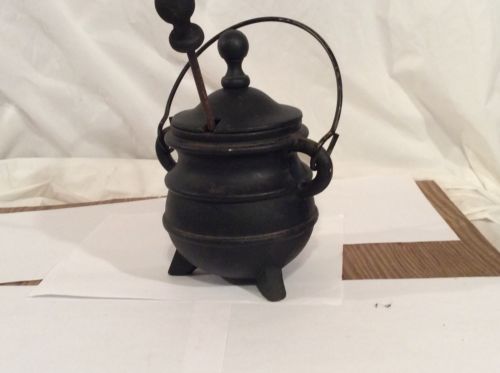 Vintage Fire Starter Pot with Pumice Wand Cast Iron