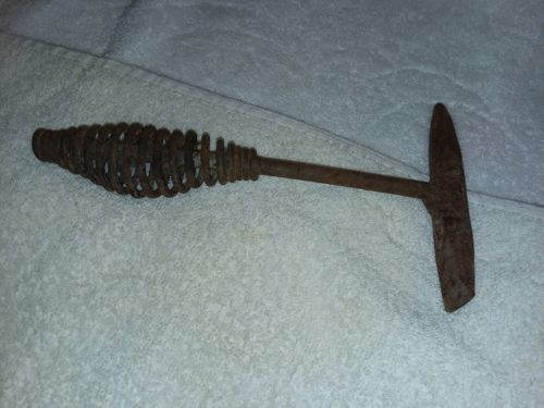 Antique  Handle Cast Iron Metal Wood Coal Stove Lid Lifter Shaker Tool