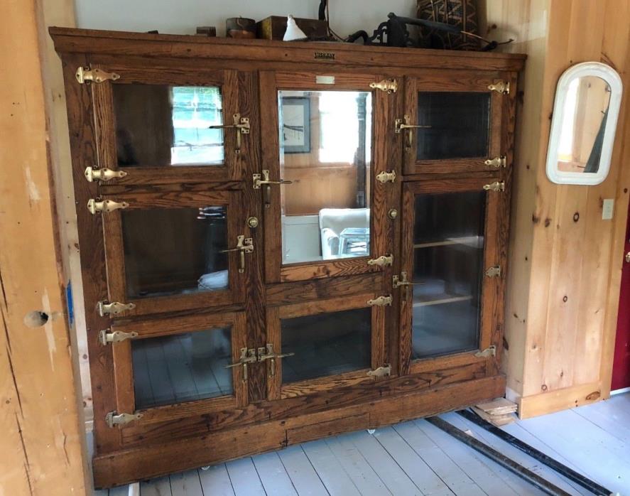 McCray Antique Oak Frigidaire Icebox Glass Mirrored Doors