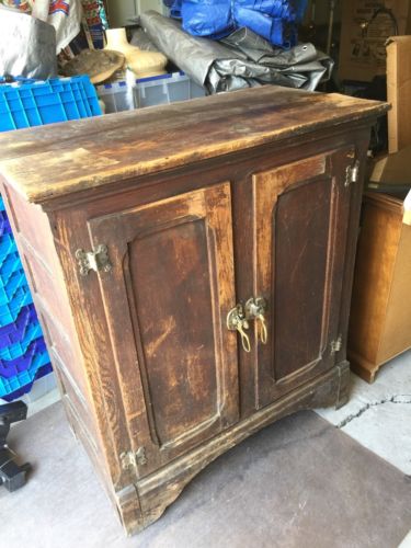 Old Antique 2-Door Wood Icebox