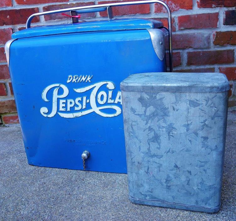 Vintage 1950s PEPSI-COLA Cooler with Meat/Sandwich Container