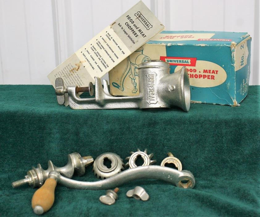 Vintage Universal Meat & Food Chopper Grinder #2 With Box & Instructions  M587