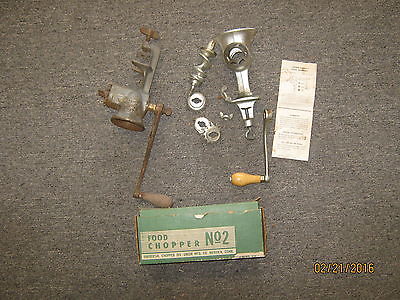 LOT 2 Meat Grinders- Vintage#2, Hibbard & Union #2, Food Grinders, Food chopper