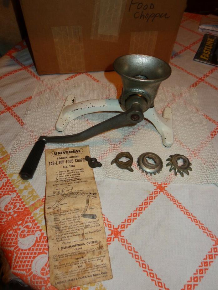 Vintage # 1580 Universal Table Top Meat Food Chopper Grinder Instructions ExCond