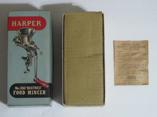 VINTAGE HARPER NO. 3181 BEATRICE FOOD MINCER WITH BOX **** PLEASE READ ****