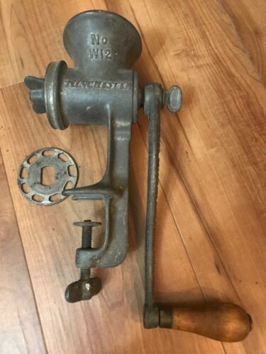 Vintage Winchester Repeating Arms Co. # W12 Cast Iron Meat Grinder with 2 Blades