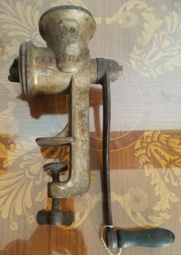 Antique Keystone # 30 Meat Grinder Chopper Hand Crank Table Top made in usa