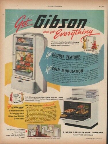 1949 GIBSON REFRIGERATOR OVEN STOVE KITCHEN GREENVILLE 9590