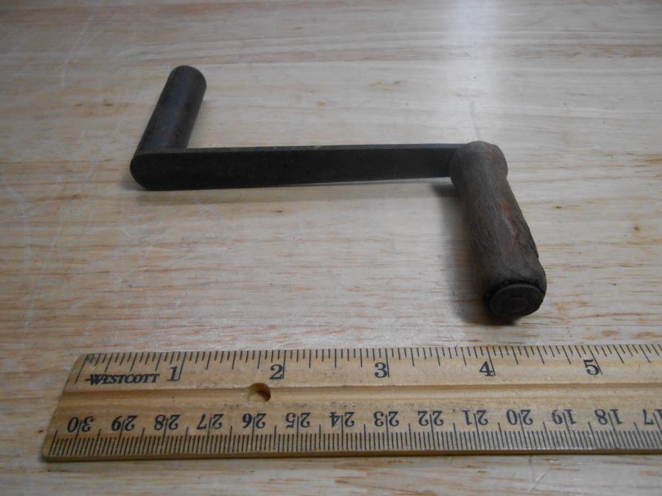 Antique Steel Wood Handle Crank - 1/4