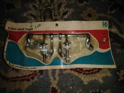 Vintage Unopened Chrome Toilet Seat Hinge Set Hancock-Gross