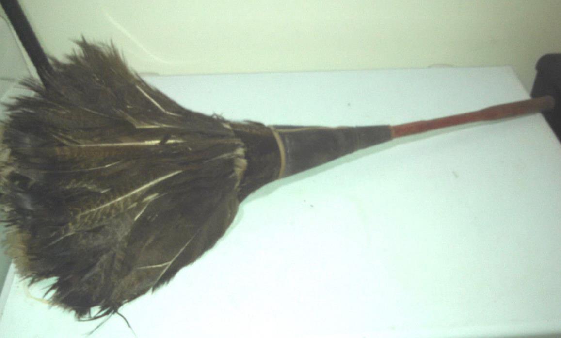 VTG  Feather Duster Wooden Handle  30”