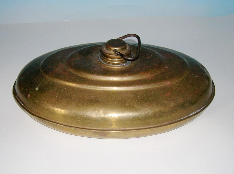 Vtg Antique Victorian Primitive Brass Hot Water Bed Warmer