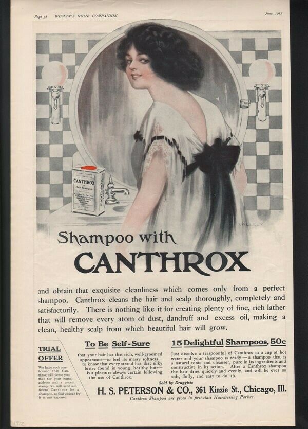 1912 PETERSON CANTHROX HAIR SHAMPOO VALLELY CHICAGO BATHROOM DECOR  NIGHTI19506
