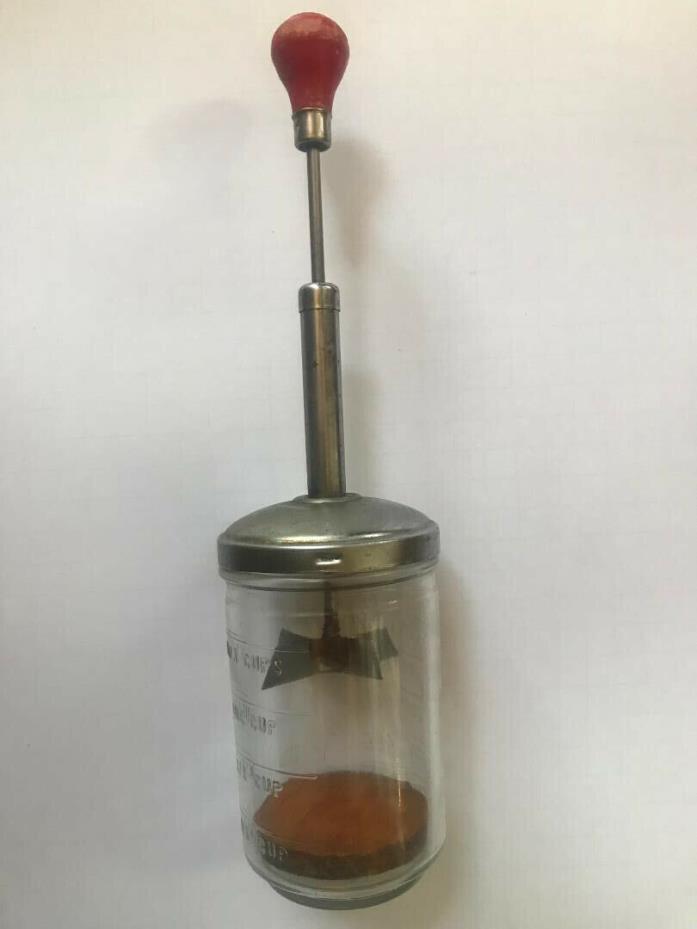 Antique Glass Nut Chopper with Wooden Bottom