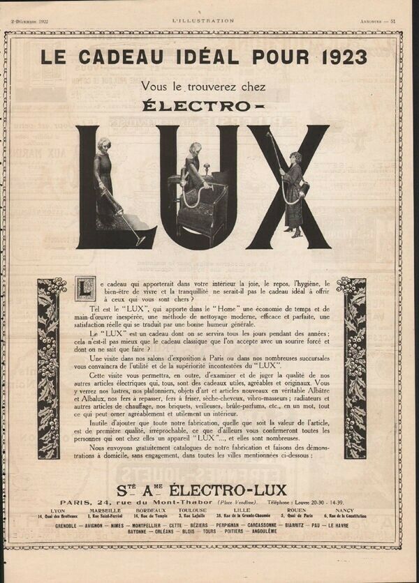 1922 ELECTRO LUX VACUUM CLEAN HEALTH HOME SUCTION HYGIENE APPLIANCE 21529