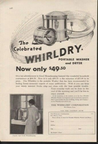 1930 WHIRLDRY PORTABLE WASHER DRYER LAUNDRY CLEAN WOMAN-13823