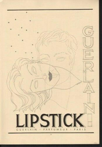 1936 GUERLAIN LIPSTICK PERFUME LOVE  DECO DARCY AD13595