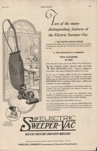 1920 PNEUVAC SWEEPER VACUUM ELECTRIC HOME CARPET BRUSH 9121