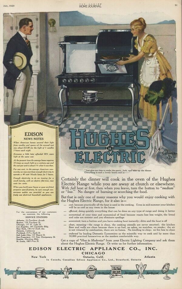 1920 THOMAS EDISON ELECTRIC APPLIANCE STOVE OVEN RANGE COOK MEAL KITCHEN 19391
