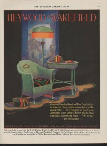 1929 HEYWOOD WAKEFIELD REED FURNITURE CHAIR TABLE LAMP 10720