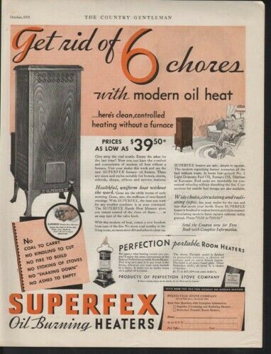 1931 PERFECTION STOVE SUPERFEX OIL FURNACE FUEL OIL AD12814