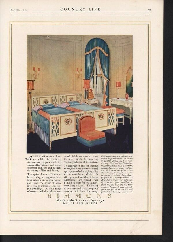1923 SIMMONS BED MATTRESS SPRING HOME FURNITURE ROOM AD14906