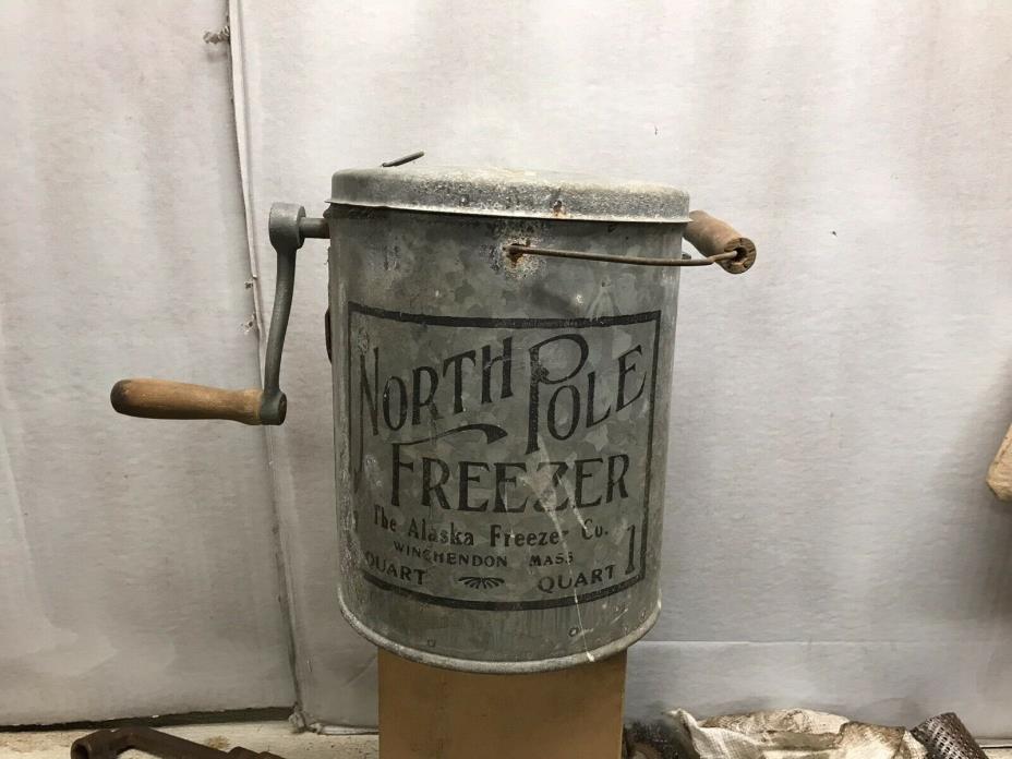 North Pole Ice Cream Freezer 1 Quart, Alaska Freezer Co., Pat June 21 1910