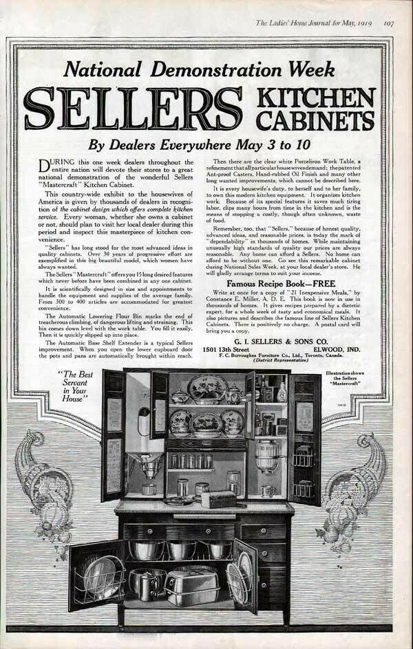 1919 MASTER CRAFT KITCHEN CABINET HOME TABLE MILLER AD-7235