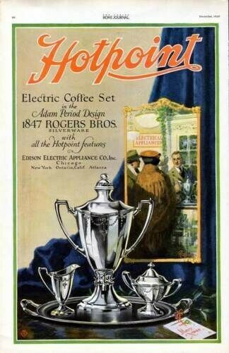 1920  HOTPOINT ELECTRIC COFFEE SET KITCHEN WARE SILVER6689
