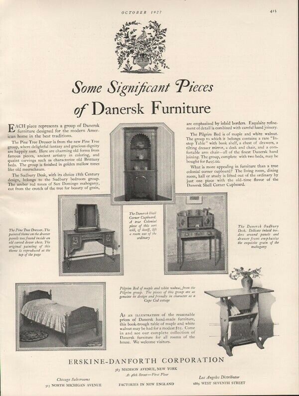 1927 DANERSK FURNITURE SUDBURY DESK PILGRIM BED DRESSER SHELL CUPBOARD19052