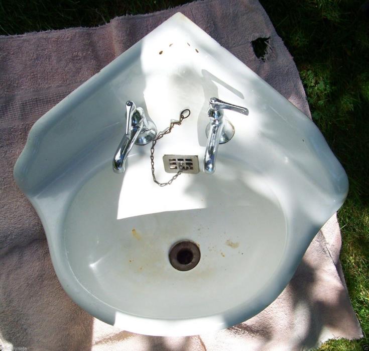 Vintage Antique Metal Farmers Corner Sink Good Used Cond. Pick Up Only - No Ship