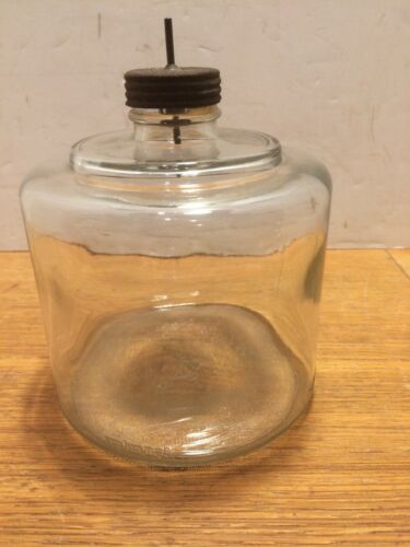 Vintage Kerosene Drip Jar DuraGlass Bottle Clear Glass Oil Stove