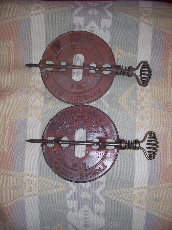 Lot of 2 GRISWOLD 6 inch damper blade steel NEW AMERICAN flue pipe stove vintage