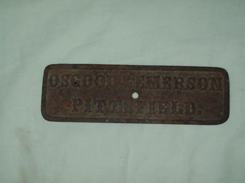 scarce Antique  Osgood & Emerson Pittsfield NH cast iron store stove plate