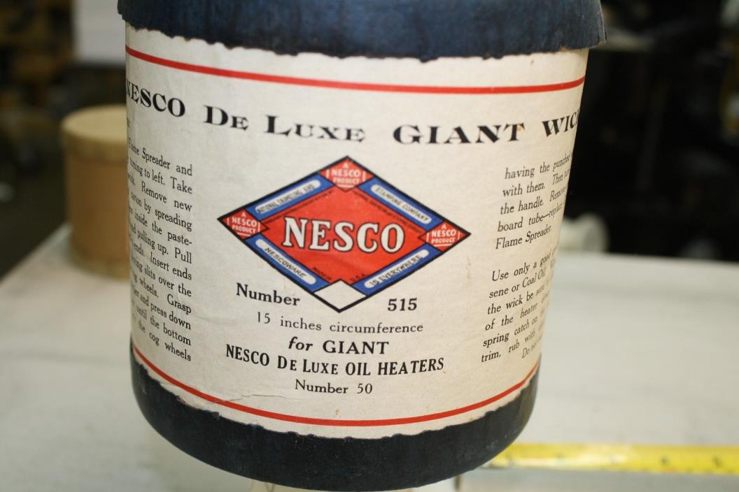 New Old Stock #515 NESCO DE LUXE GIANT OIL HEATER WICK #50, Original Box (159)