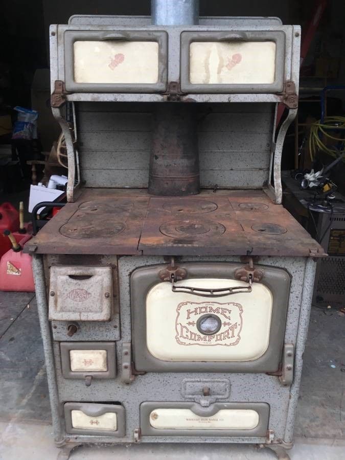 Antique Home Comfort wood burning cook stove Wrought Iron Range Company,