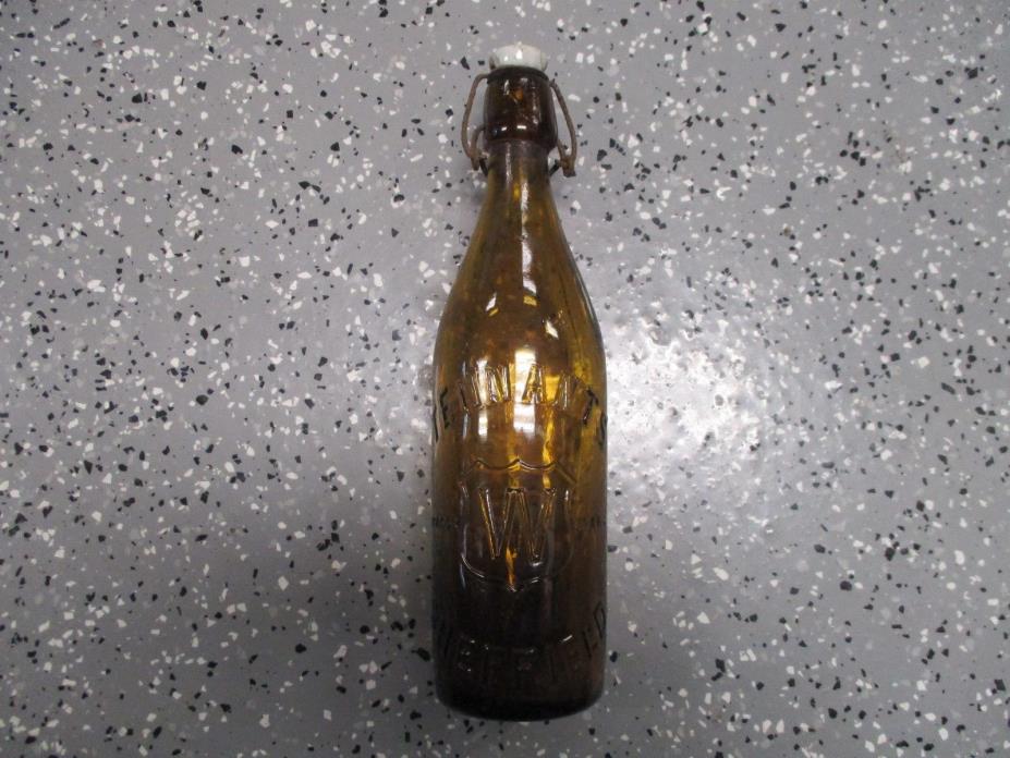 Vintage Beer Bottle Tennants Bottler Co. Sheffield England Glass & Bail Lid