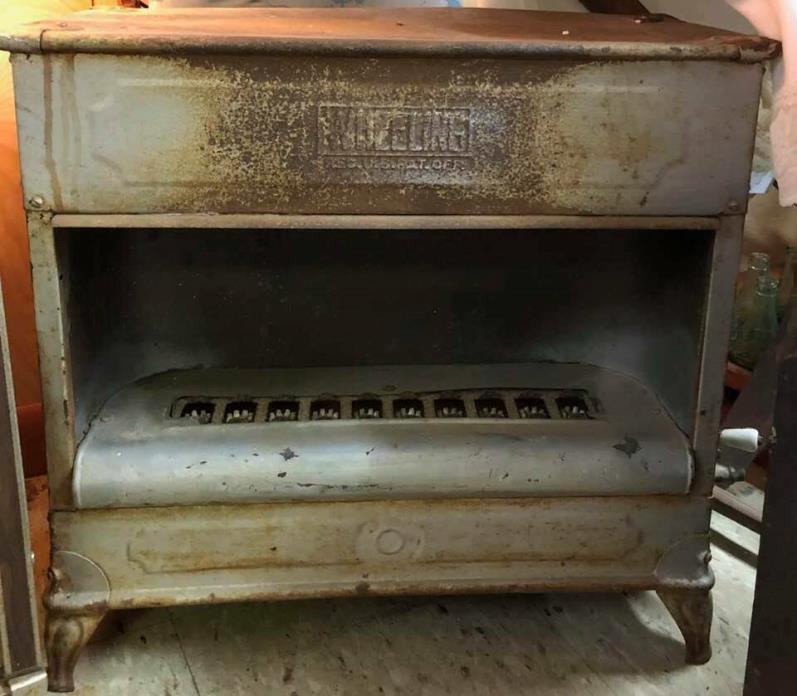 Antique Wheeling Gas Radiant Grate Heater RARE Hot Winter Fireplace Heating